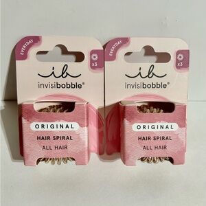 Lot 2 Invisibobble Original Everyday Hair Spiral Traceless Ring Gold 3pk (6) NEW
